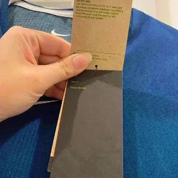 NWT Womens Nike Dri-FIT ADV Short-Sleeve Aura Blue White Open-back Size L - Picture 9 of 9